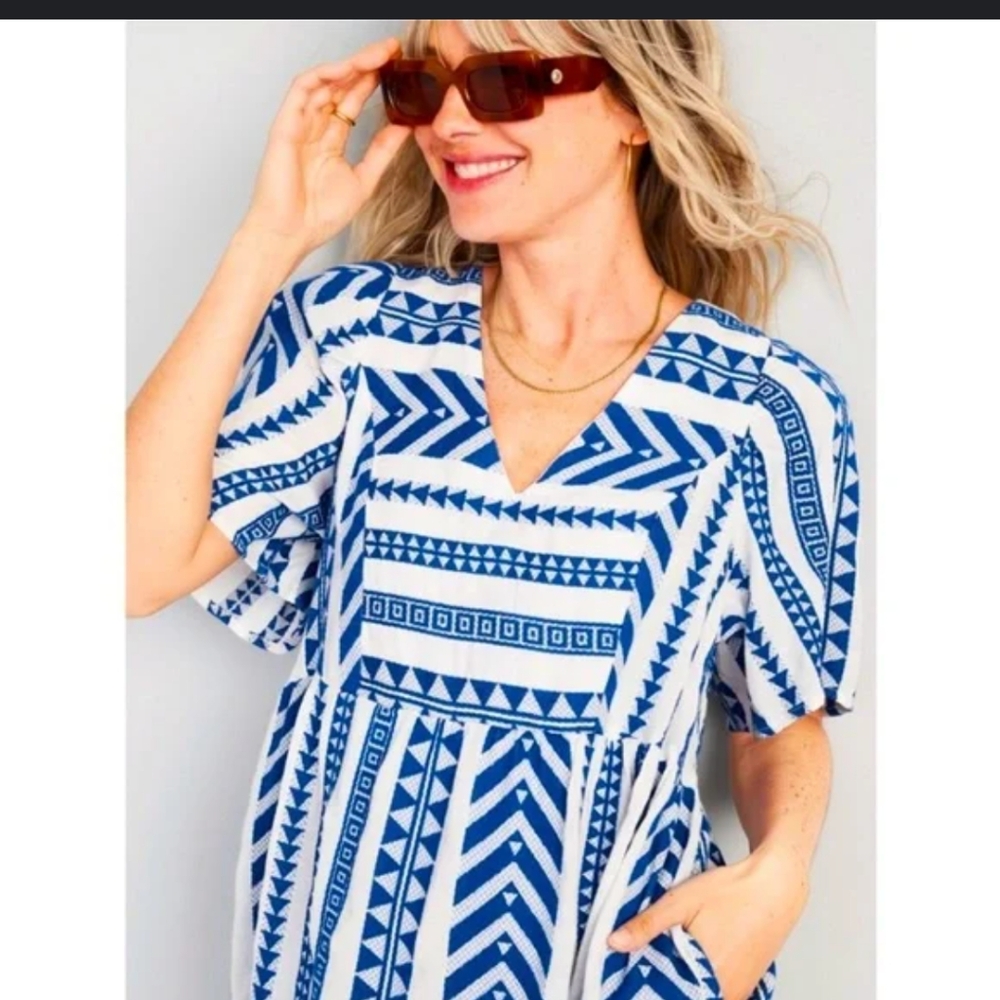 V-Neck Mini Swing Dress